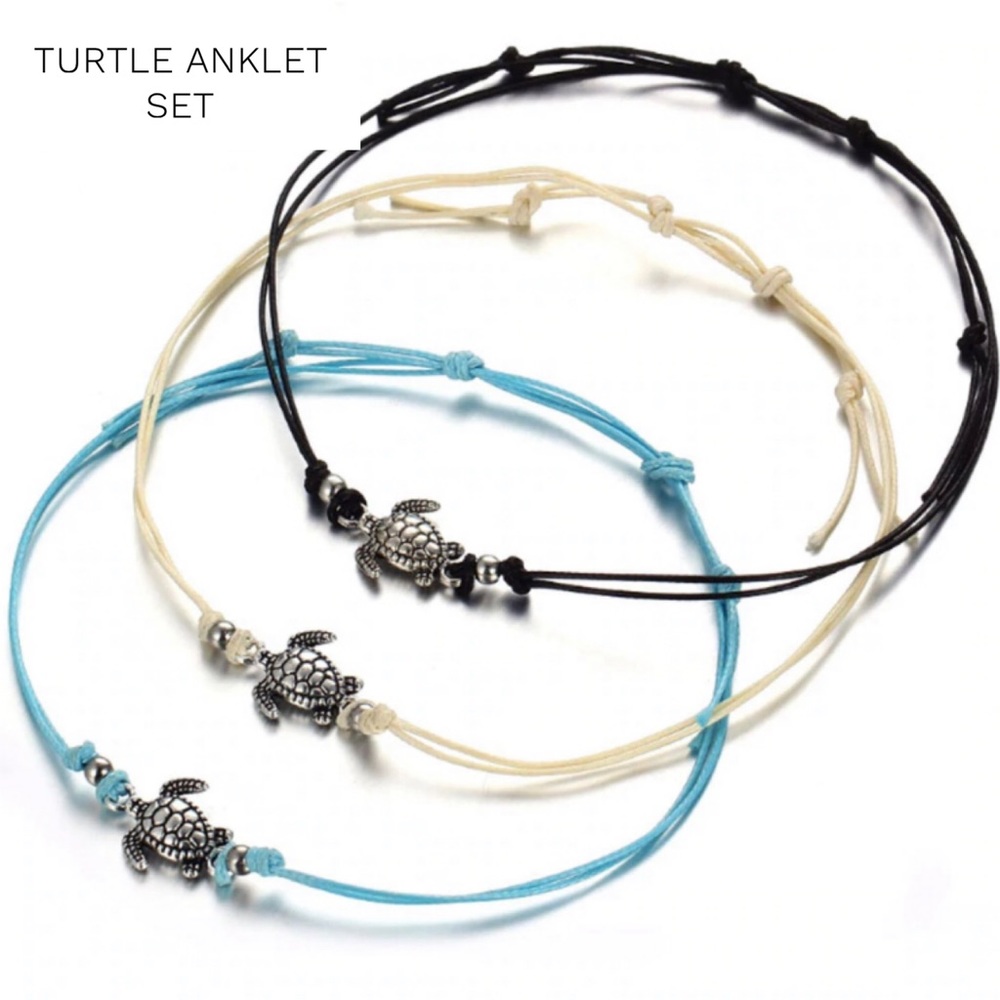 🌺 New Turtle Charm Anklets Set